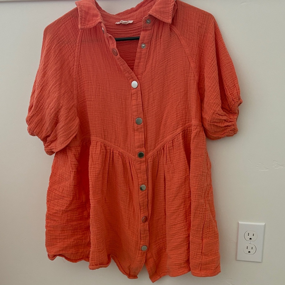 Orange Button-Up dress.